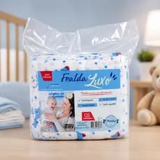 Kit 5 Fralda de Pano Luxo Bebê 100% Algodão Tecido Duplo Alta Absorção Menino e Menina Infantil 70x70cm Branco Estampado