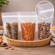 Saco Zip Lock 10x15 Stand Up Transparente Hermético e Reutilizável Armazenamento de Alimentos