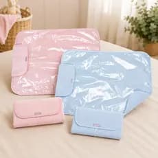 Trocador de Fralda Portátil Impermeável Bebê com Forro PVC 47x67cm Dobrável Infantil Menino Menina