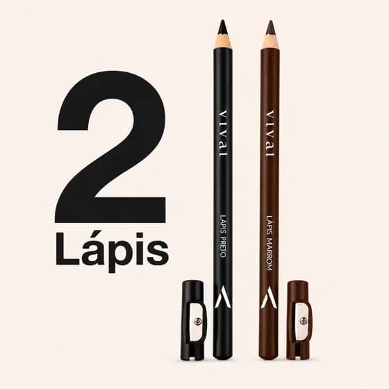 Kit 2 Lápis de Olho e Sobrancelha Preto e Marrom Profissional Vivai com Apontador Longa Duração Maquiagem Delineador
