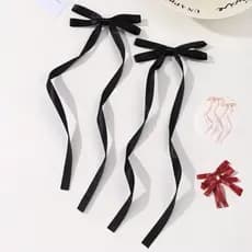 Kit 2 Laços de Cabelo Feminino Fita Longa Cetim Presilha Coquette Tendência
