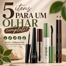 Kit 5 Delineador Líquido Máscara de cílios Fix Brow Gel para Sobrancelha e Lápis de Olho Preto e Marrom