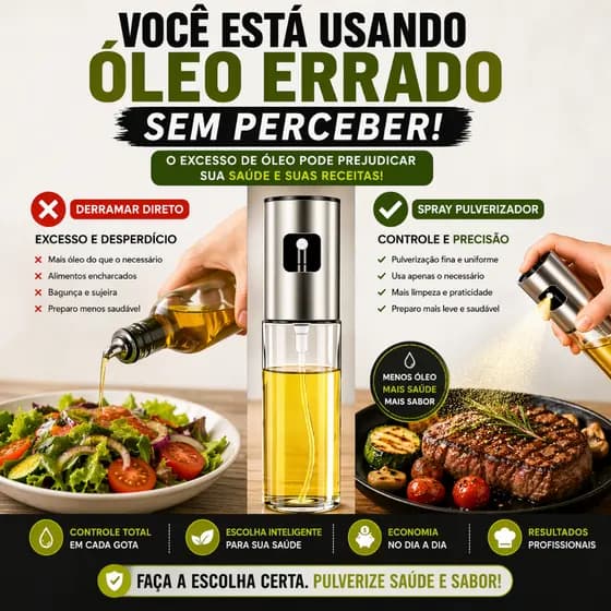 Spray Pulverizador de Azeite 100ml Vidro Borrifador Óleo Cozinha Air Fryer e Salada
