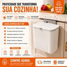 Lixeira de Parede Suspensa para Cozinha com Divisória Orgânico Reciclável Lixeira de Armário Compacta BM-F1740