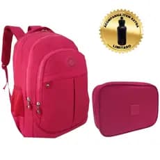 Kit Mochila Feminina com Estojo Box Impermeável Bolsa Nylon Escolar Casual