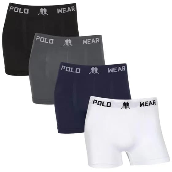 Kit 4 Cueca Boxer Masculino Polo Wear Cuecas Box Adulto Sem Costura Original