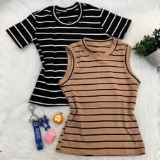 Kit Blusa e Regata Infantil Juvenil Menina Listrada Moda verão Casual