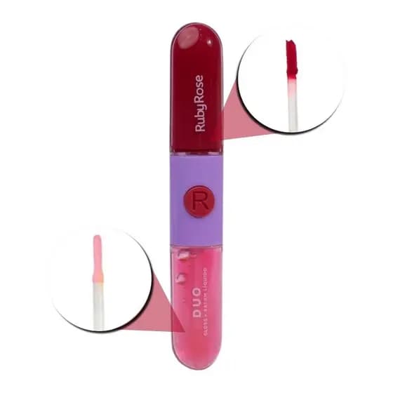 Gloss + Batom Líquido Duo Ruby Rose Ld09 9,6g