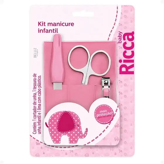 KIT MANICURE INFANTIL RICCA BELLIZ ROSA COD.742
