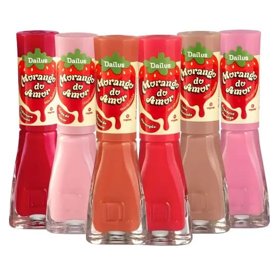 Kit Dailus 6 Esmaltes Cremosos Morango Do Amor