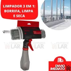 Rodo Limpa Vidro Espelho Janela Box 3 em 1 Borrifa Limpa E Seca Spray Rodo e Reservatório Borrifador Multiuso