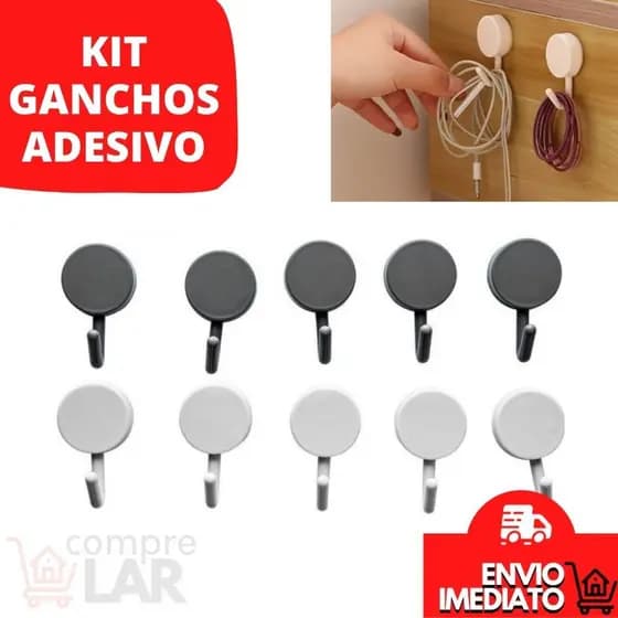Kit Ganchos Adesivo Dupla Face Multiuso Parede Armário