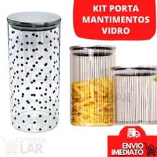Pote Vidro Borossilicato Porta Mantimento Hermético Alimentos Kit 2 Diversos Modelos Utensílio Cozinha