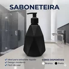 SABONETEIRA DIAMANTE PRETA PLASTICO DECORATIVA BANHEIRO 500ML