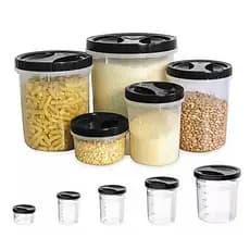Kit com 5 Potes de Rosca Porta Mantimentos Com Tampa Preta Uninjet
