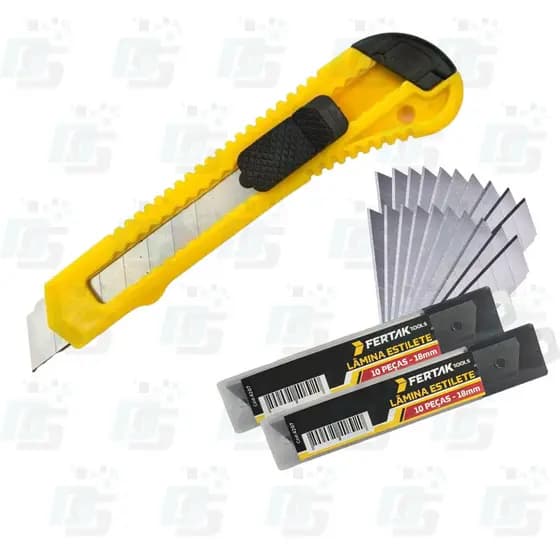 Estilete Multiuso Blister 18mm + 20 Lâminas Fertak
