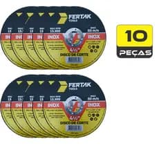 Kit 10 Peças Disco Corte Aço Inox Esmerilhadeira 4.1/2 Reforçado Profissional