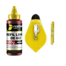 Kit Giz De Linha 15 Metros Pedreiro Gesseiro Marcação Nivel Vermelho Fertak