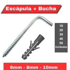 Kit Conjunto de Escapula Gancho em L e Bucha para Fixação de 6, 8 ou 10 mm