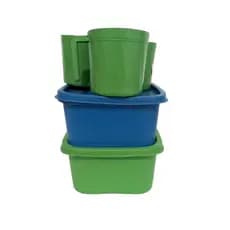 Kit 2 vasilhas com 3 canecas plásticas vasilha utensilio cozinha Potes Plástico Vedação Alimentos