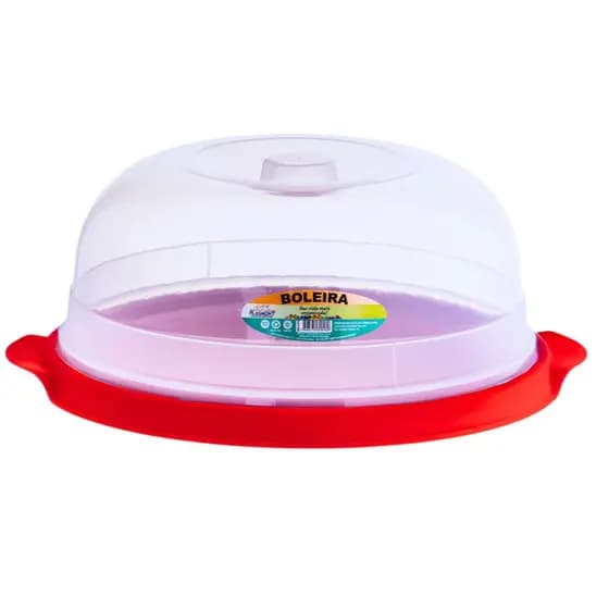 Boleira Redonda Grande Com Tampa Porta Bolo Torta Pudim Plástico