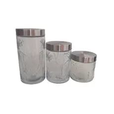 Pote de vidro jogo de pote e vidro com tampa de inox decoração borboleta 2L, 1,5L, 1L