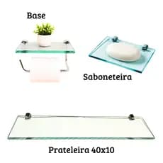 Kit Acessórios Banheiro Moderno Vidro 8mm Completo 3 Peças Premium
