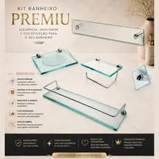 Kit Banheiro Vidro 8mm Luxo Premium 5 Peças Acessórios Modernos