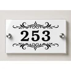 Placa Numero Residencial em vidro30 cm comprimento x 20 cm de altura vidro 8mm desenho colonial