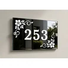 Numero Residencial com flores vidro 8mm