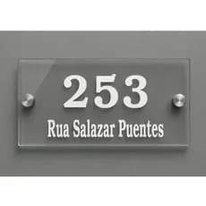 • Placa Residencial Numero mais Endereço Completo Vidro 8mm