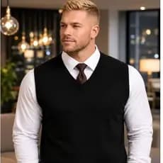 Colete Masculino Pullover - Tricot Premium - Atemporal - Decote V - sem manga - Colete Clássico Pullover