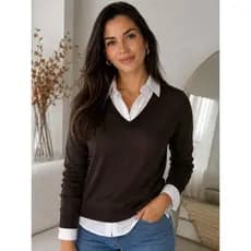 Blusa Feminina Meia Estação, Decote V Blusa Feminina Básica - Suéter Tricot Premium - Blusa Fina segunda pele.