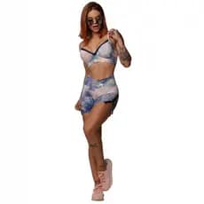 Conjunto Short Empina Bumbum Hype + Top Watercolor Moving