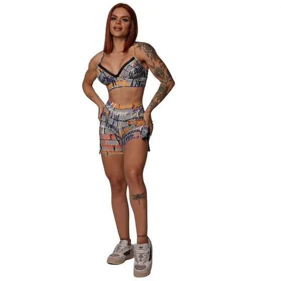 Conjunto Short Hy pe Empina Bumbum Urbana Coral + Top Moving