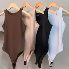 Kit 4 Bodys Bory Boddie Feminino Regata Básica Casual Suplex com Forro Duplo