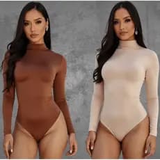 KIT 2 Body Feminino manga longa gola alta Cacharrel Segunda Pele Suplex Premium Moda Bory Bore