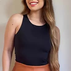 Body Feminino Suplex Sem Bojo Bory Forrado Regata Moda Blogueira Preto Marrom