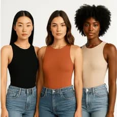 Kit Bodys Bory Boddie Feminino Regata Básica Casual Body Suplex Bori com Forro Duplo