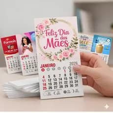 Kit Mini Calendário 2026 DIA DAS MÃES Imantado Personalizado - Imã Total de Geladeira (5x9cm), LEMBRANCINHAS E BRINDES