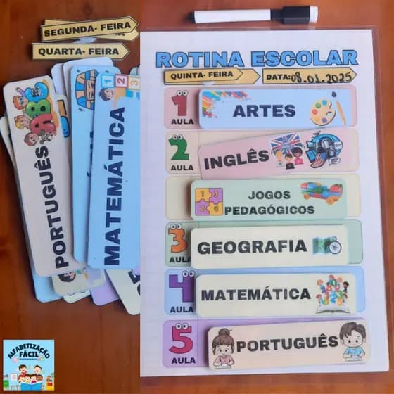 Rotina Escolar Personalizada para o AEE e Educação Infantil + Caneta escreve e apague