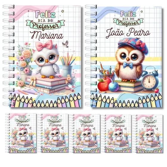 KIT 10 Mini Agenda Dia  dos PROFESSORES Personalizada  COM  NOME /A6 Capa Dura | Lembrancinha-Brinde- Modelos EXCLUSIVOS