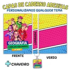 📚 Capas de Caderno Personalizadas + Chaveiro de Brinde – Do Jeito que Seu Filho Ama!
