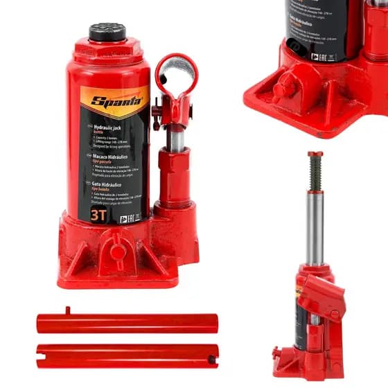 Macaco Hidráulico de 3 Toneladas Tipo Garrafa Elevação de 180mm até 340mm Sparta