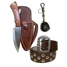 Kit Country Cinto dois pinos Muladeiro Country Faca Campeira