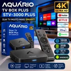 Smart Box TV Aquário STV-3000 Plus 4K Android 11 Wi-Fi HDMI RCA Original NF
