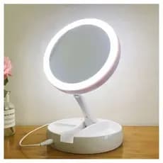 Espelho com Led De Mesa Com Aumento 10x Led luz Dobravel Para Maquiagem Pronta Entrega
