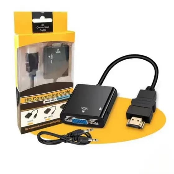 Cabo Adaptador Conversor HD MI Para Vga Com Saída P2 De Áudio