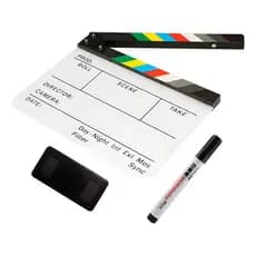 Claquete Cinema Gravação Profissional Branca Com Apagador E Caneta