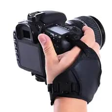 Alça Suporte Mão Pulso Acolchoada Couro Câmera Dslr